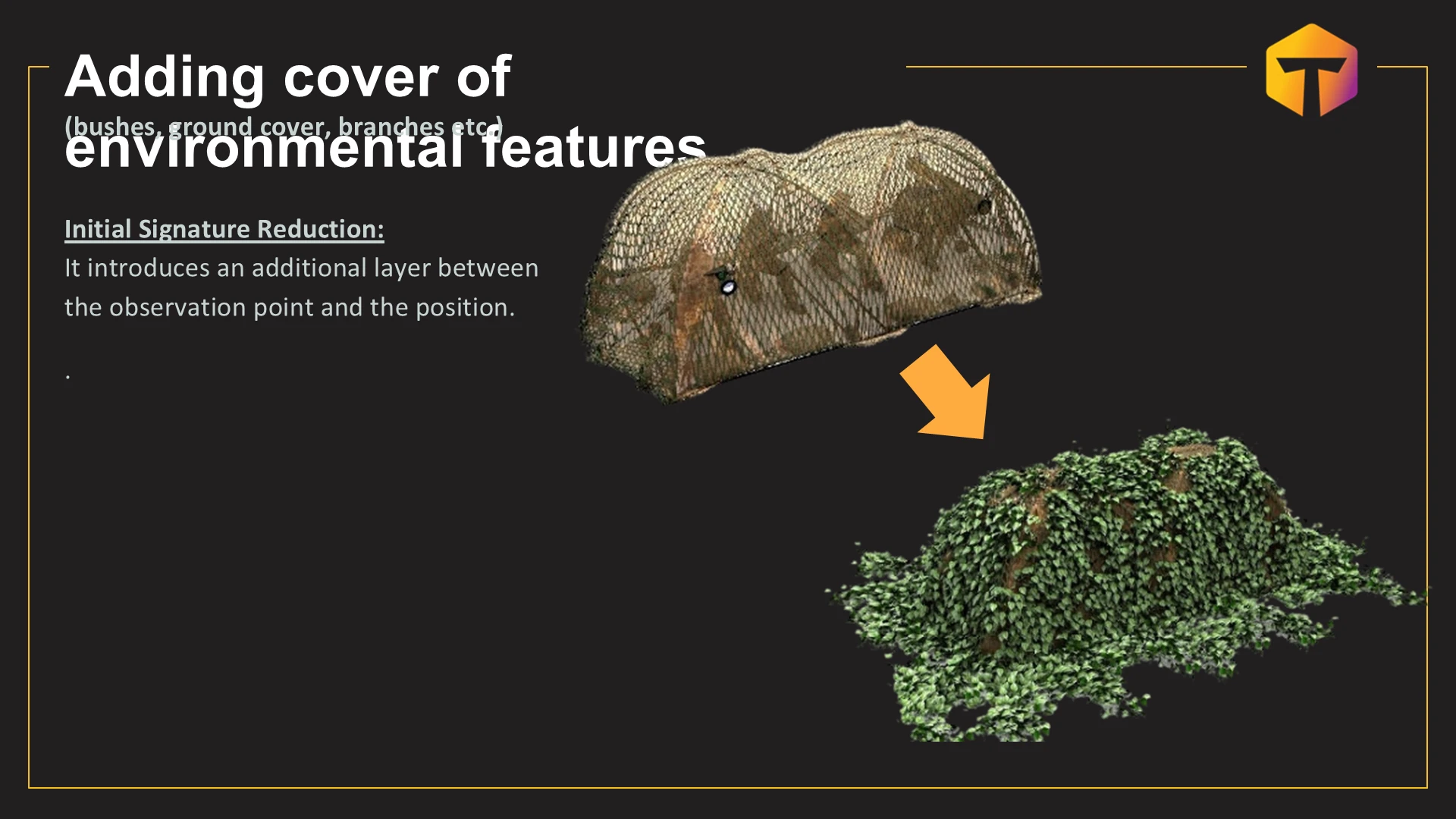 Adding cover of environmental features (bushes, ground cover, branches etc.) Initial Signa מתוך המצגת דרכים לגילוי רחפנים