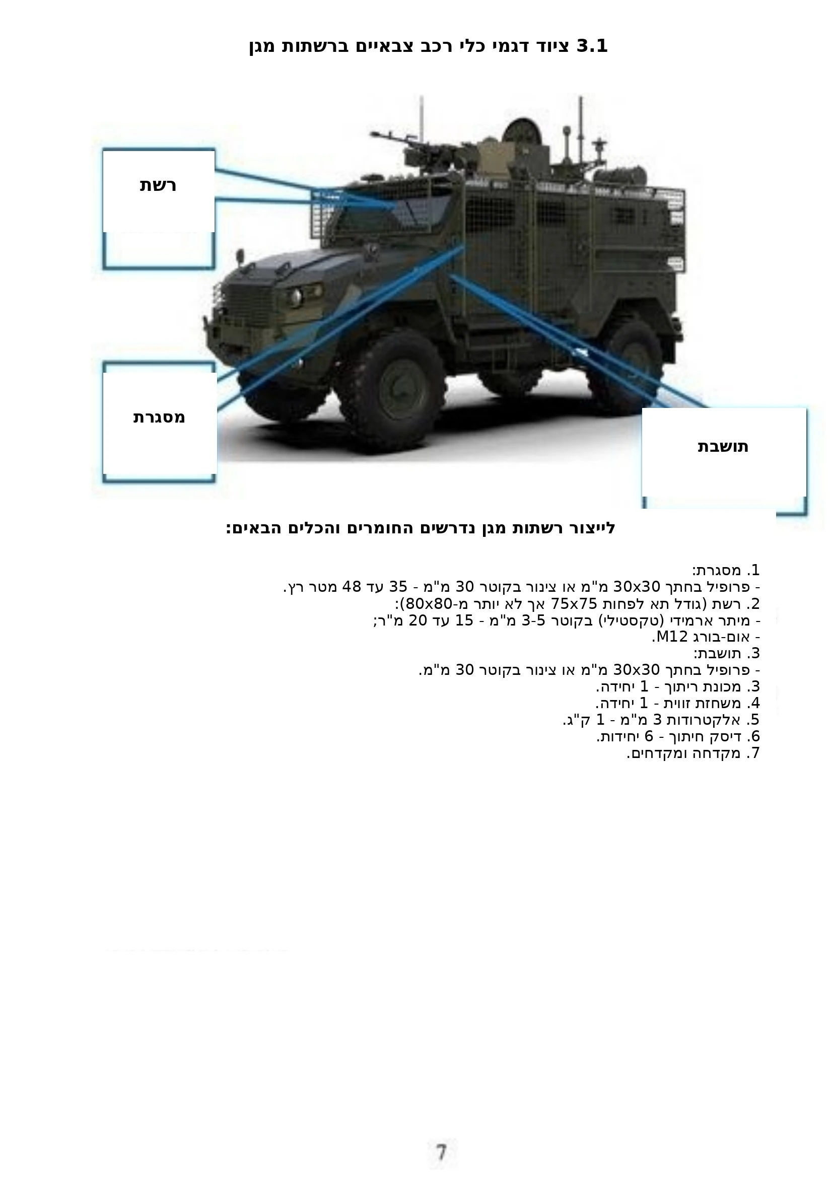 3.1 ציוד כלי רכב ברשתות הגנה