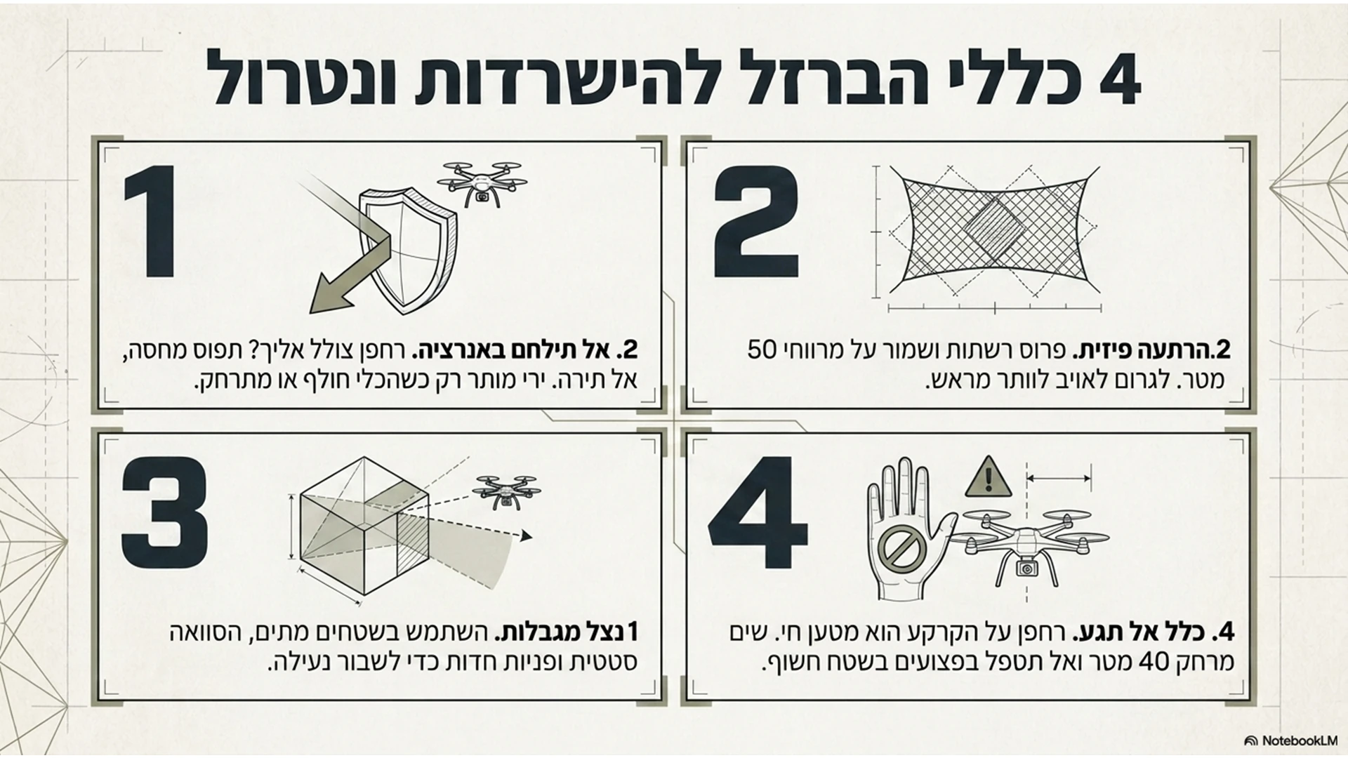 שקופית 21 מתוך המצגת מדריך מבצעי: התמודדות עם רחפני סיב