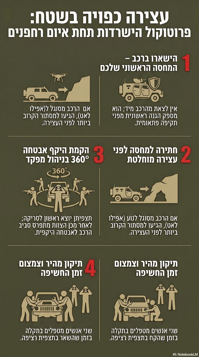 עצירה כפויה בשטח: פרוטוקול הישרדות תחת איום רחפנים